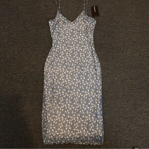 Chic Blue Floral Midi Dress